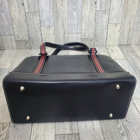 Kate Spade New York Handbag Black leather with red straps with white stitching - Picture 7 of 13